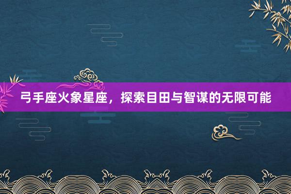 弓手座火象星座，探索目田与智谋的无限可能